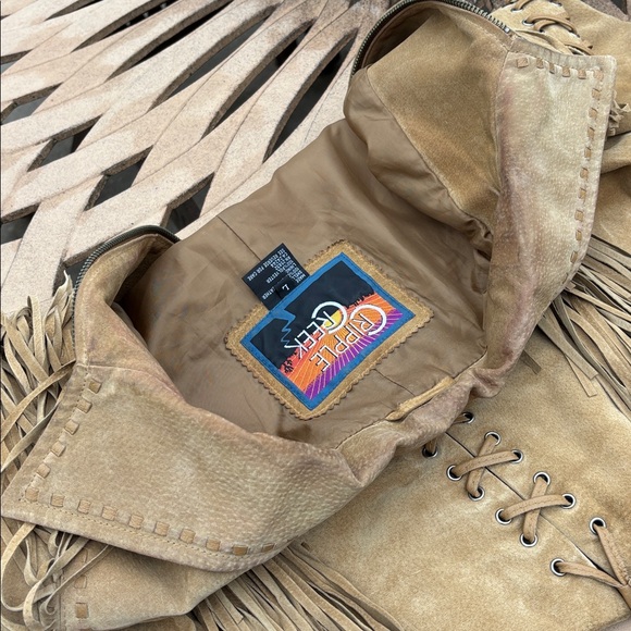 Cripple Creek M L tan suede braided fringe coat - Picture 15 of 17